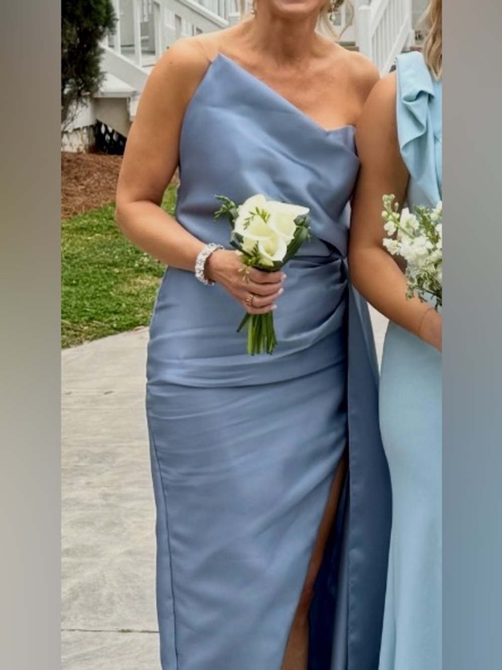 One-Shoulder Blue Evening Gown